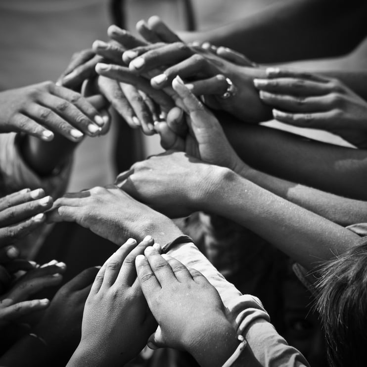 Indian children joining hands together